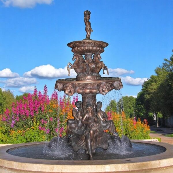 Nine feet tall Bronze, Tiered Outdoor pond Fountain -  59"x 59" - Image 2