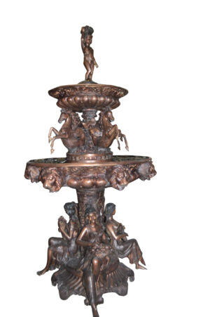 Nine feet tall Bronze, Tiered Outdoor pond Fountain -  59"x 59"