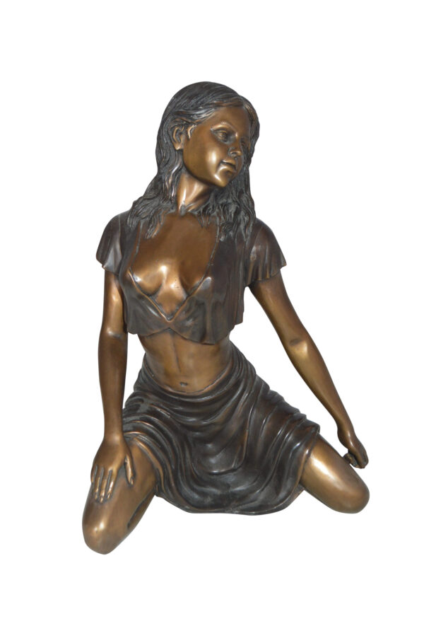 Nude girl Bronze Statue -  Size: 8"L x 11"W x 14"H.