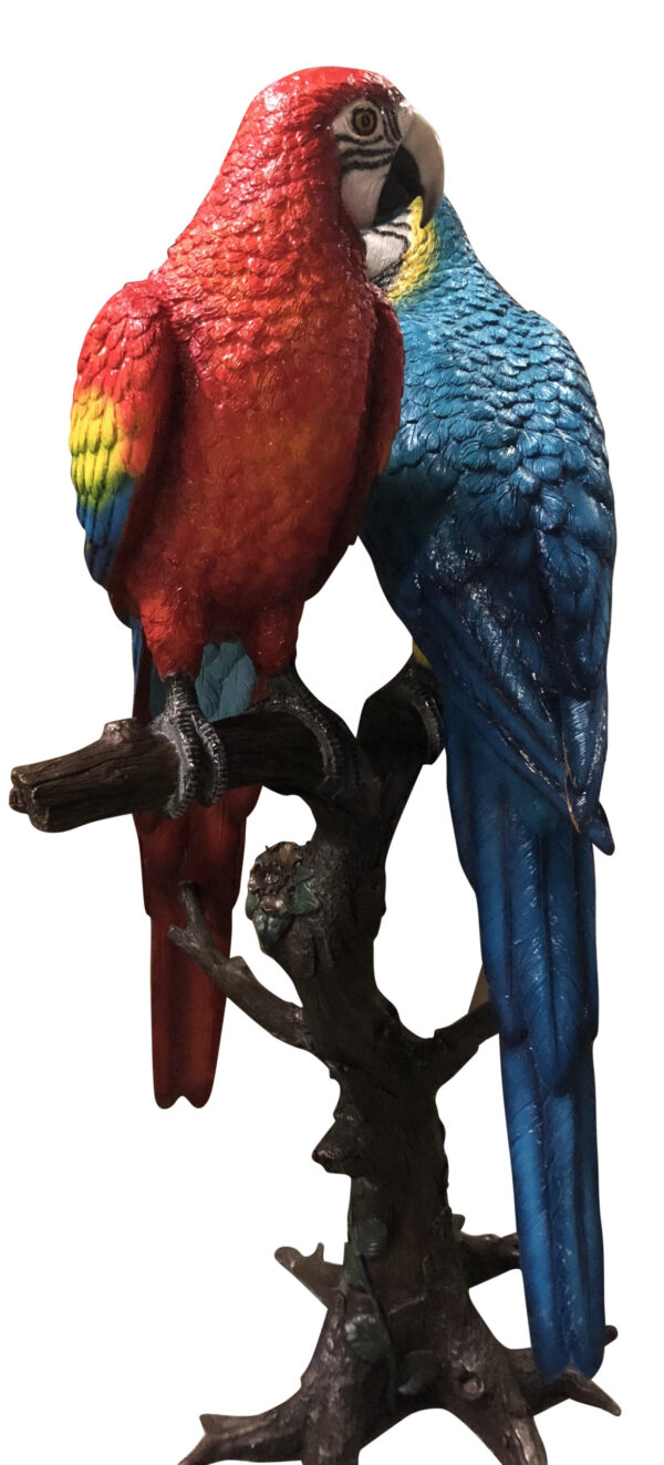 Pair of Parrots on a tree - Bronze Statue -  Size: 43"L x 28"W x 67"H. - Image 4