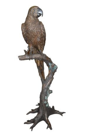 Parrot On A Tree Bronze Statue -  Size: 30"L x 24"W x 66"H. 