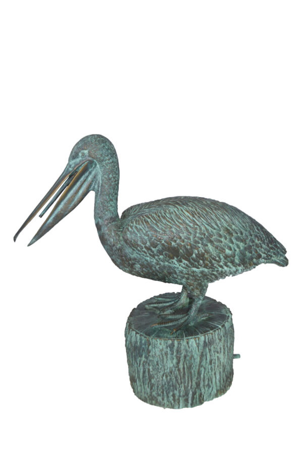 Pelican on a Tree Stump fountain bronze statue -  Size: 30"L x 16"W x 30"H. - Image 11