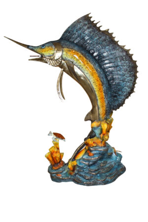 Large Sailfish Bronze Statue -  Size: 38"L x 24"W x 67"H.