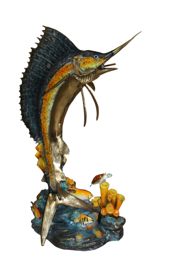 Large Sailfish Bronze Statue -  Size: 38"L x 24"W x 67"H.