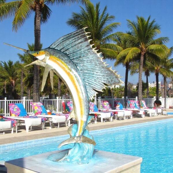 Sailfish - large with 4 Mahi Mahi Bronze Statue - fountain -  90"L x 34"W x 90"H - Image 2