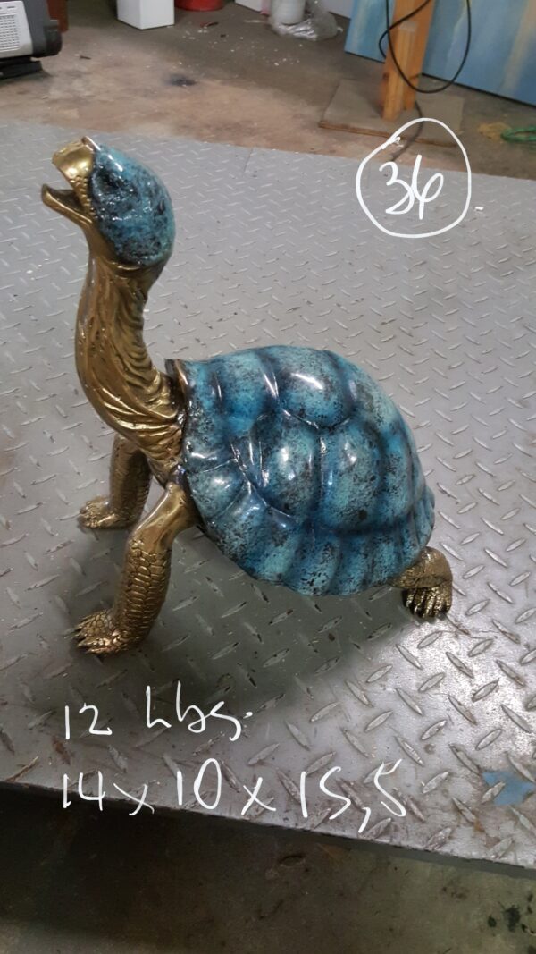 Turtle with special patina Bronze Statue -  Size: 14"L x 10"W x 15.5"H.