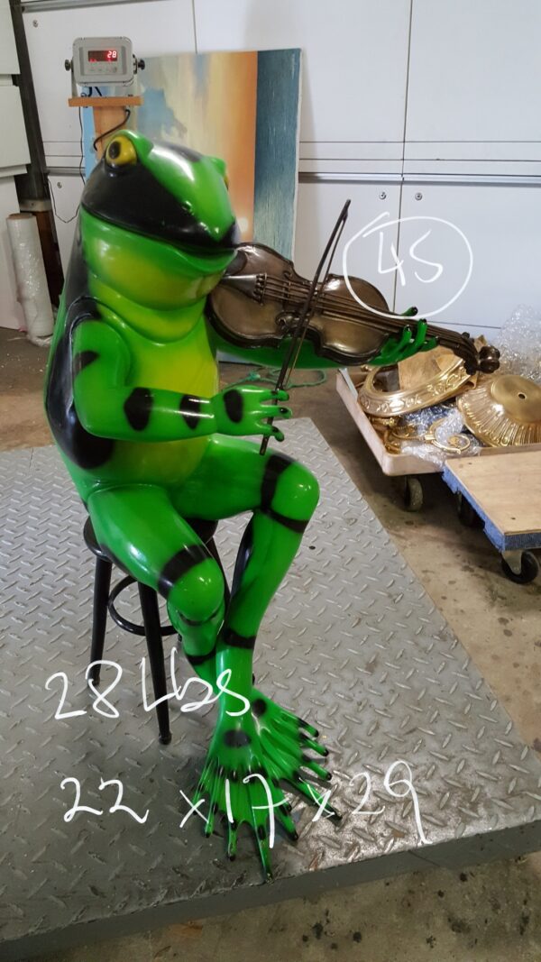 Frog plays violin Bronze Statue -  Size: 22"L x 17"W x 26"H.