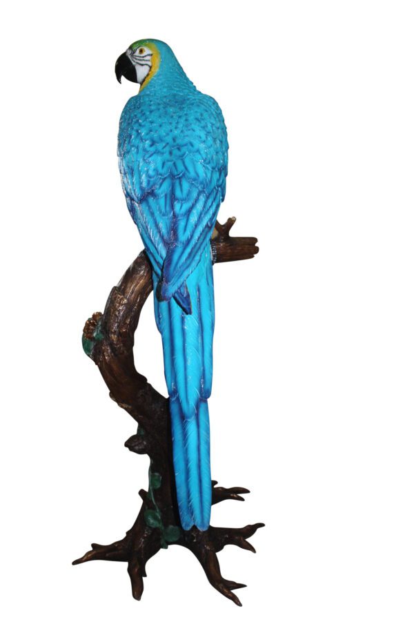 Single Parrot on a tree - Bronze Statue -  Size: 30"L x 24"W x 66"H.