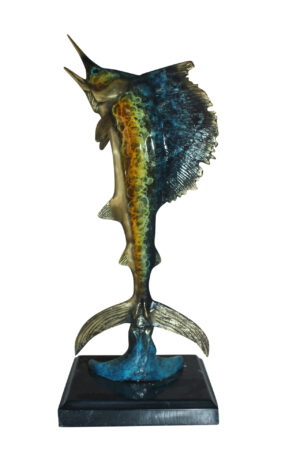 Single Sailfish Bronze Statue -  Size: 6"L x 6"W x 15"H.