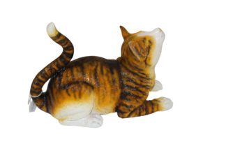 Squat cat Bronze Statue -  Size: 12"L x 6"W x 9"H.