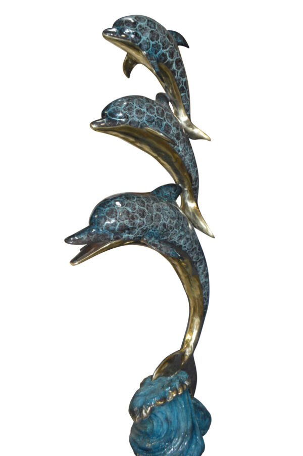 Three Dolphins Overreach Others Bronze Statue -  Size: 28"L x 22"W x 89"H.