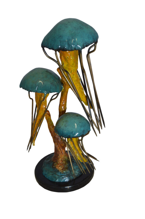 Three Jellyfish Bronze Statue -  Size: 12"L x 10"W x 22"H.