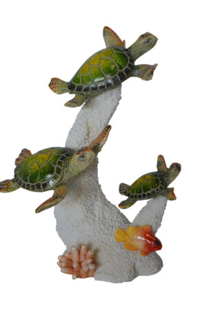 Three Turtles Swimming Resin Statue -  Size: 8"L x 8"W x 10"H.