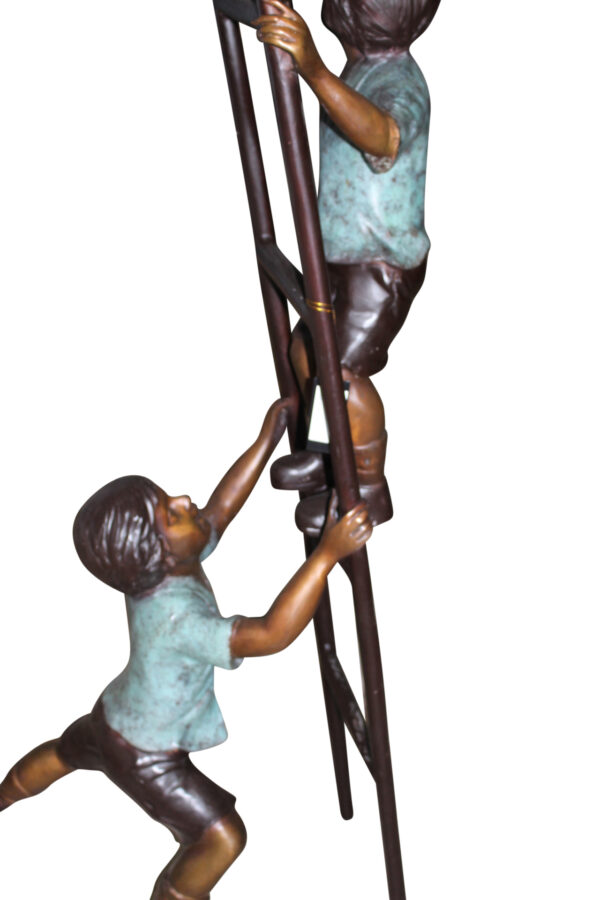 Three kids on a ladder Bronze Statue -  Size: 24"L x 22"W x 94"H.