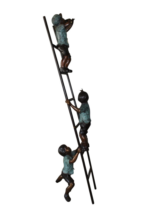 Three kids on a ladder Bronze Statue -  Size: 24"L x 22"W x 94"H.