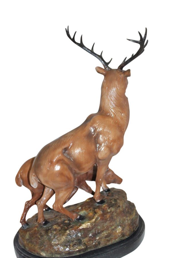 Two Deers Bronze Statue -  Size: 21"L x 13"W x 32"H.
