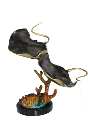 Two Manta Ray Raging Bronze Statue -  Size: 17"L x 12"W x 22"H.