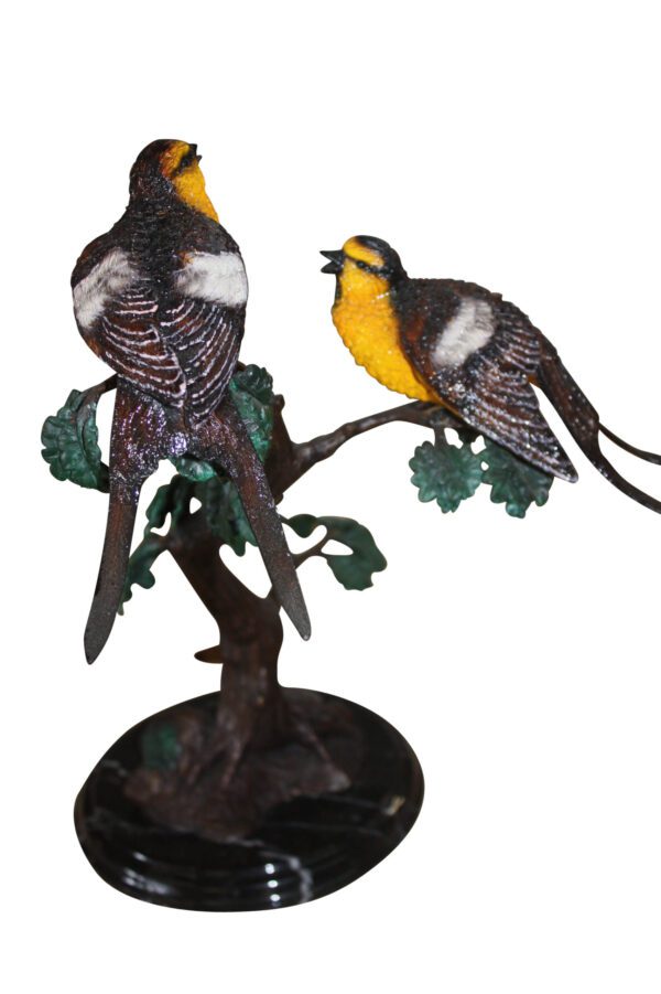 Two Sparrows on tree - Bronze Statue -  Size: 17"L x 8"W x 17"H.