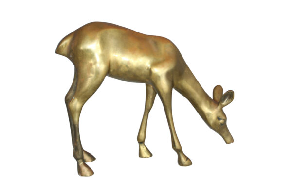 Two Tone color deer bronze statue -  Size: 13"L x 4"W x 11"H.