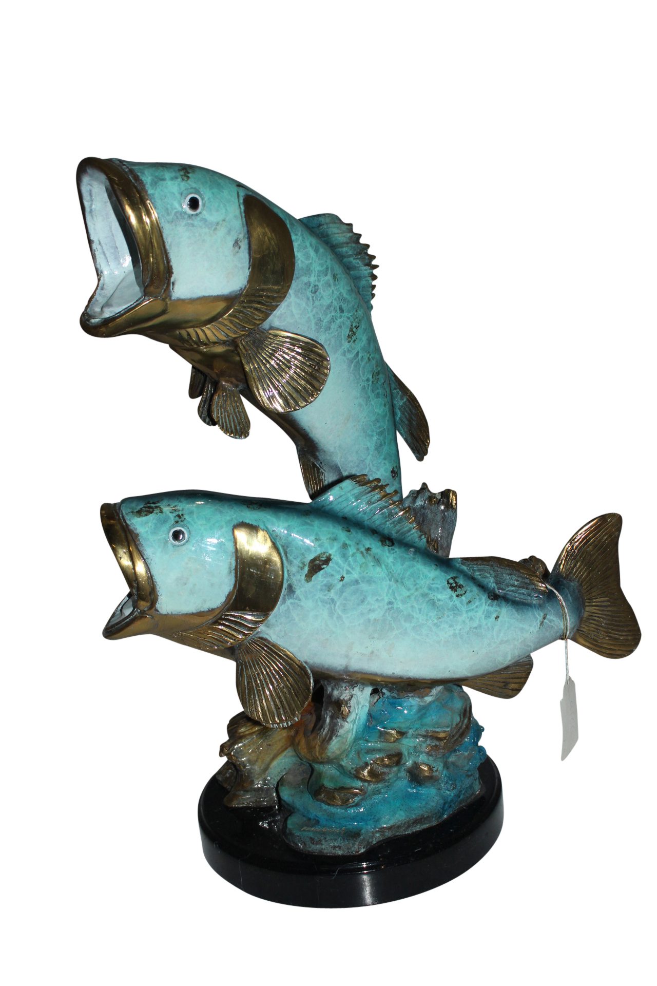 Two largemouth bass fish Bronze Statue - Size: 17L x 10W x 24H