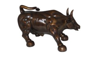 Wall street Bull -large Bronze Statue -  Size: 28"L x 16"W x 22"H.