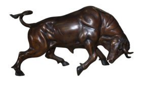 Wall street bull - small, Bronze Statue -  Size: 15"L x 4"W x 10"H.