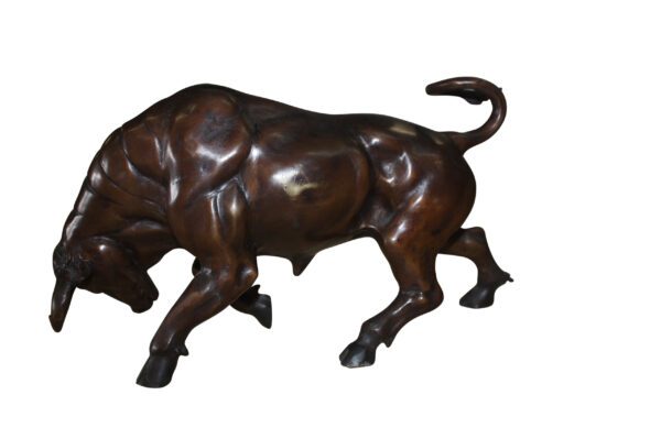 Wall street bull - small, Bronze Statue -  Size: 15"L x 4"W x 10"H.