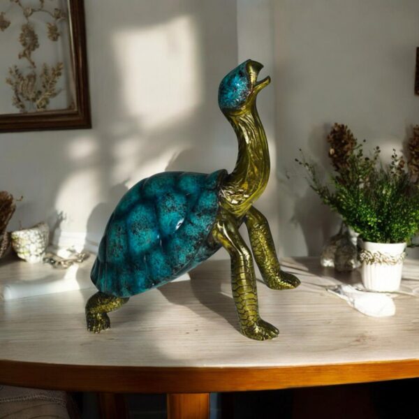Turtle with special patina Bronze Statue -  Size: 14"L x 10"W x 15.5"H. - Image 2