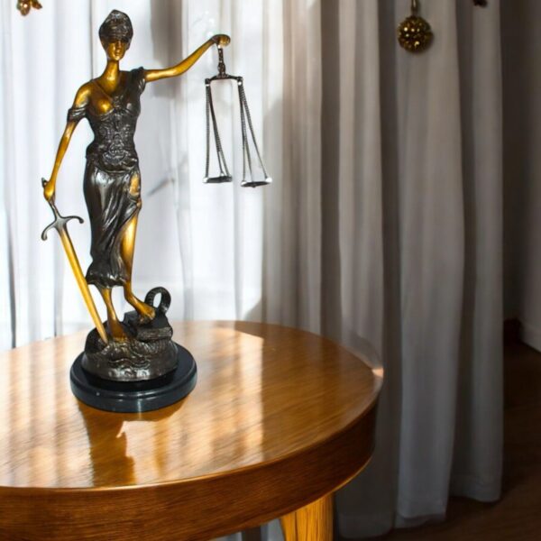 Lady Justice Bronze Statue -  Size: 6"L x 6"W x 18"H. - Image 2