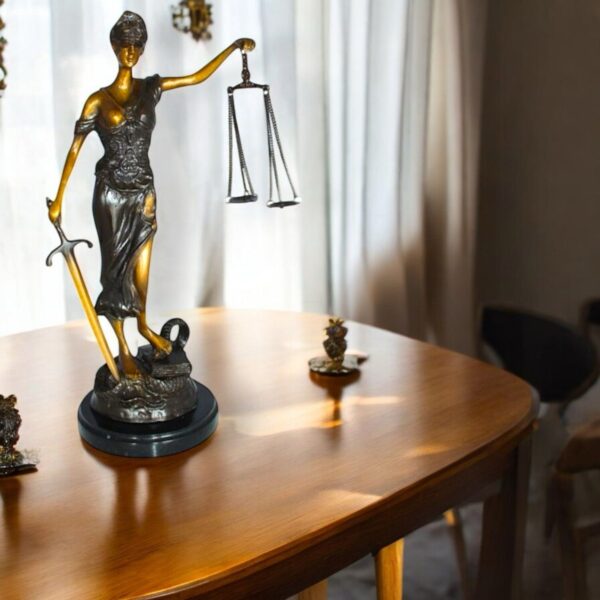 Lady Justice Bronze Statue -  Size: 6"L x 6"W x 18"H. - Image 3