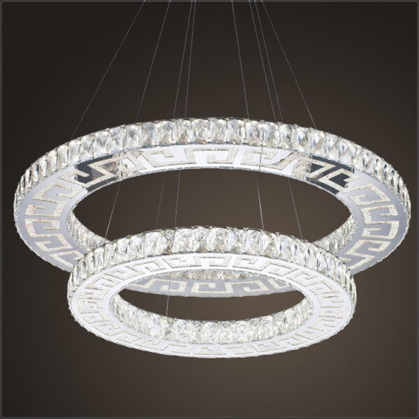 LED Chandelier Modern-Crystal-Two Ring - Diameter 600 MM or approx 23.6 Inches