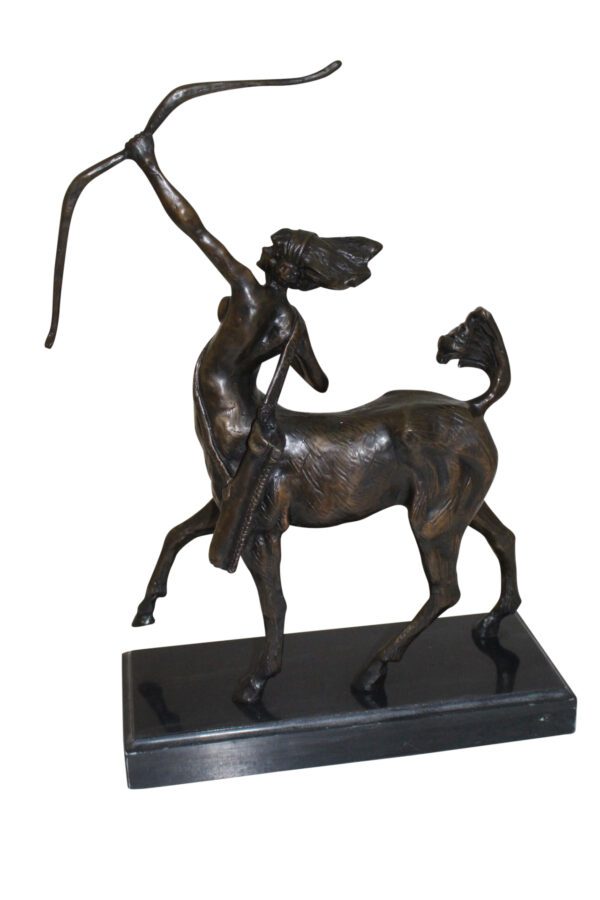 horse woman shooting an arrow Bronze Statue -  Size: 14"L x 6"W x 20"H.