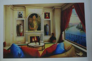 Orlando Quevedo Giclée "A View From My Room" Painting -  Size: 21"L x 13.5"W