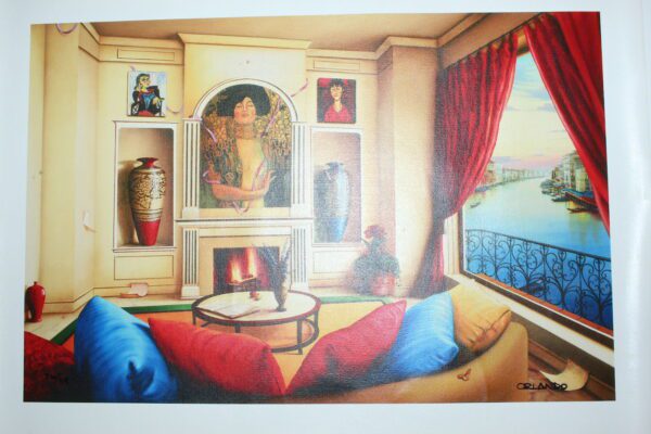 Orlando Quevedo Giclée "A View From My Room" Painting -  Size: 21"L x 13.5"W