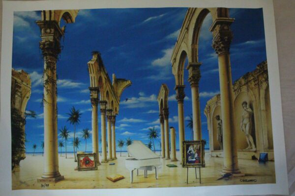 Orlando Quevedo Giclée "Ancient Times" Medium Painting -  Size: 30"L x 20.5"W