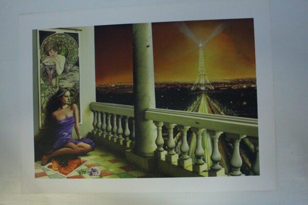 Orlando Quevedo Giclée Lady in Paris Painting -  Size: 21"L x 13.5"W