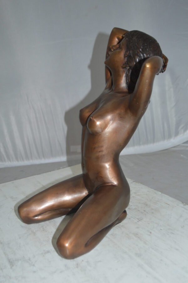 Nude Sitting Women Erotic Bronze Statue Art Nude - Size: 11"L x 10"W x 17"H. - Image 5