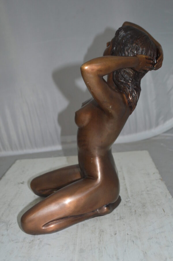 Nude Sitting Women Erotic Bronze Statue Art Nude - Size: 11"L x 10"W x 17"H. - Image 6