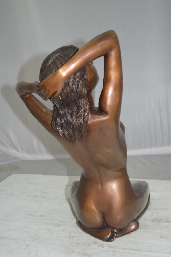 Nude Sitting Women Erotic Bronze Statue Art Nude - Size: 11"L x 10"W x 17"H. - Image 9