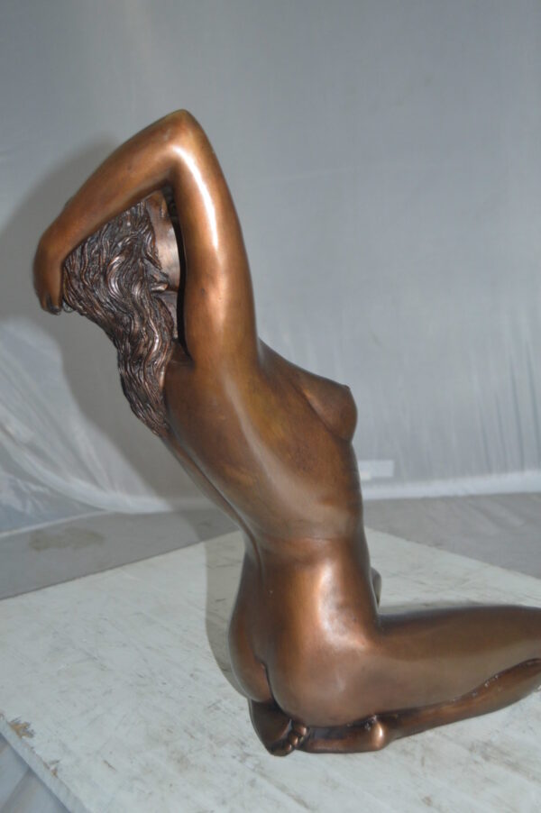 Nude Sitting Women Erotic Bronze Statue Art Nude - Size: 11"L x 10"W x 17"H. - Image 10
