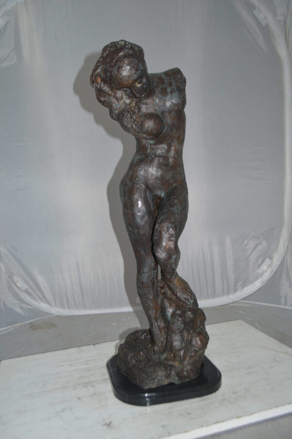 Eve Replica by Rodin Bronze Statue -  Size: 10"L x 10"W x 32"H. - Image 4
