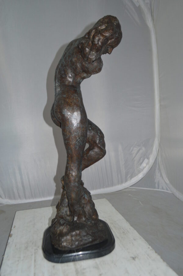 Eve Replica by Rodin Bronze Statue -  Size: 10"L x 10"W x 32"H. - Image 6