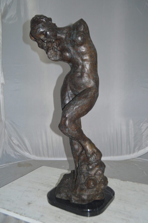 Eve Replica by Rodin Bronze Statue -  Size: 10"L x 10"W x 32"H. - Image 12