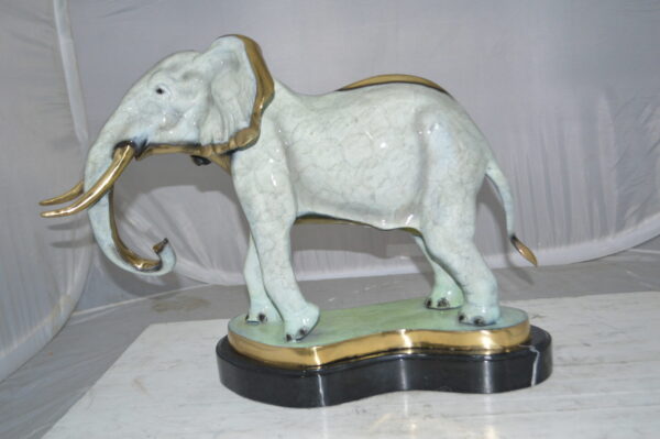 Elephant trunk Down Bronze Statue -  Size: 28"L x 12"W x 17"H. - Image 2