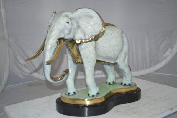 Elephant trunk Down Bronze Statue -  Size: 28"L x 12"W x 17"H. - Image 3