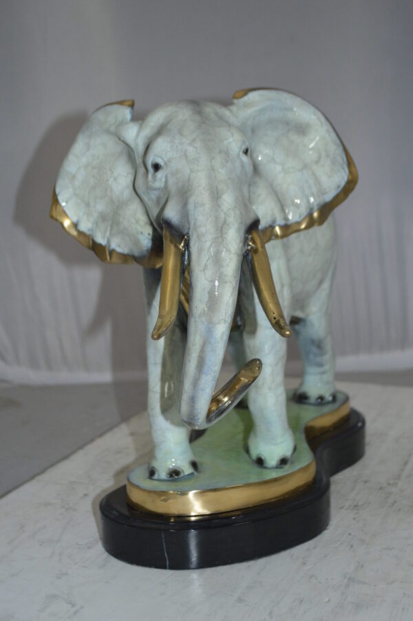 Elephant trunk Down Bronze Statue -  Size: 28"L x 12"W x 17"H. - Image 4