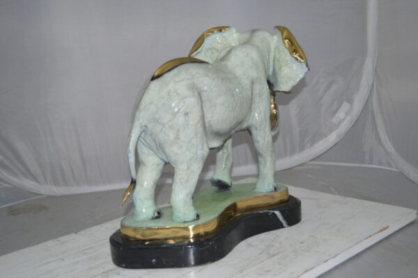 Elephant trunk Down Bronze Statue -  Size: 28"L x 12"W x 17"H. - Image 7