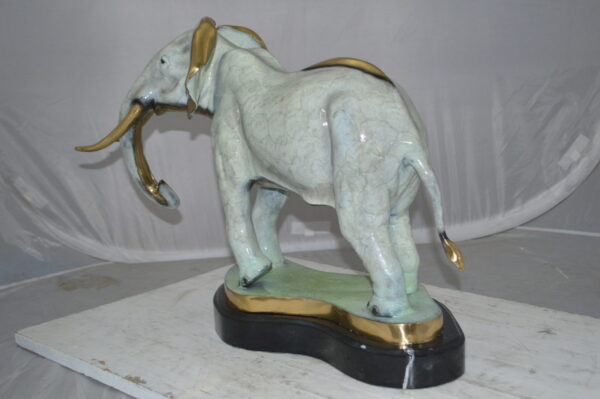Elephant trunk Down Bronze Statue -  Size: 28"L x 12"W x 17"H. - Image 9