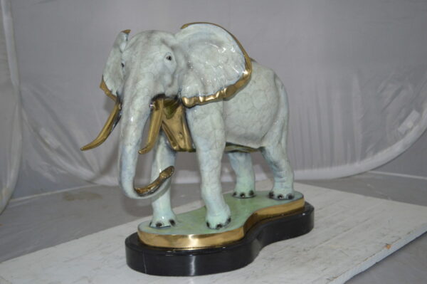 Elephant trunk Down Bronze Statue -  Size: 28"L x 12"W x 17"H. - Image 11