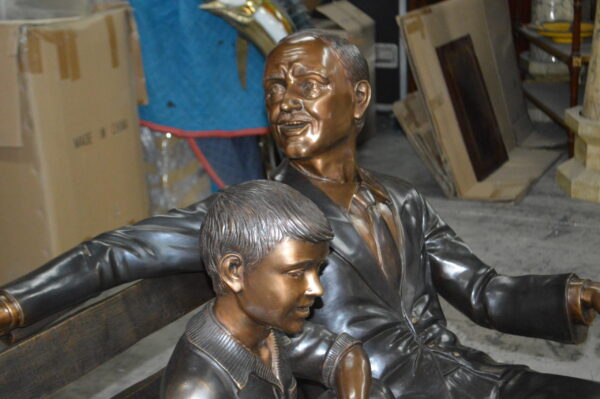 Grandfather an Grandson on a Bench Bronze Statue -  Size: 53"L x 32"W x 44"H. - Image 5